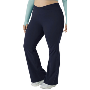 HALARA Ladies High Waisted Crossover Ribbed Flair BLACK Leggings Size Large